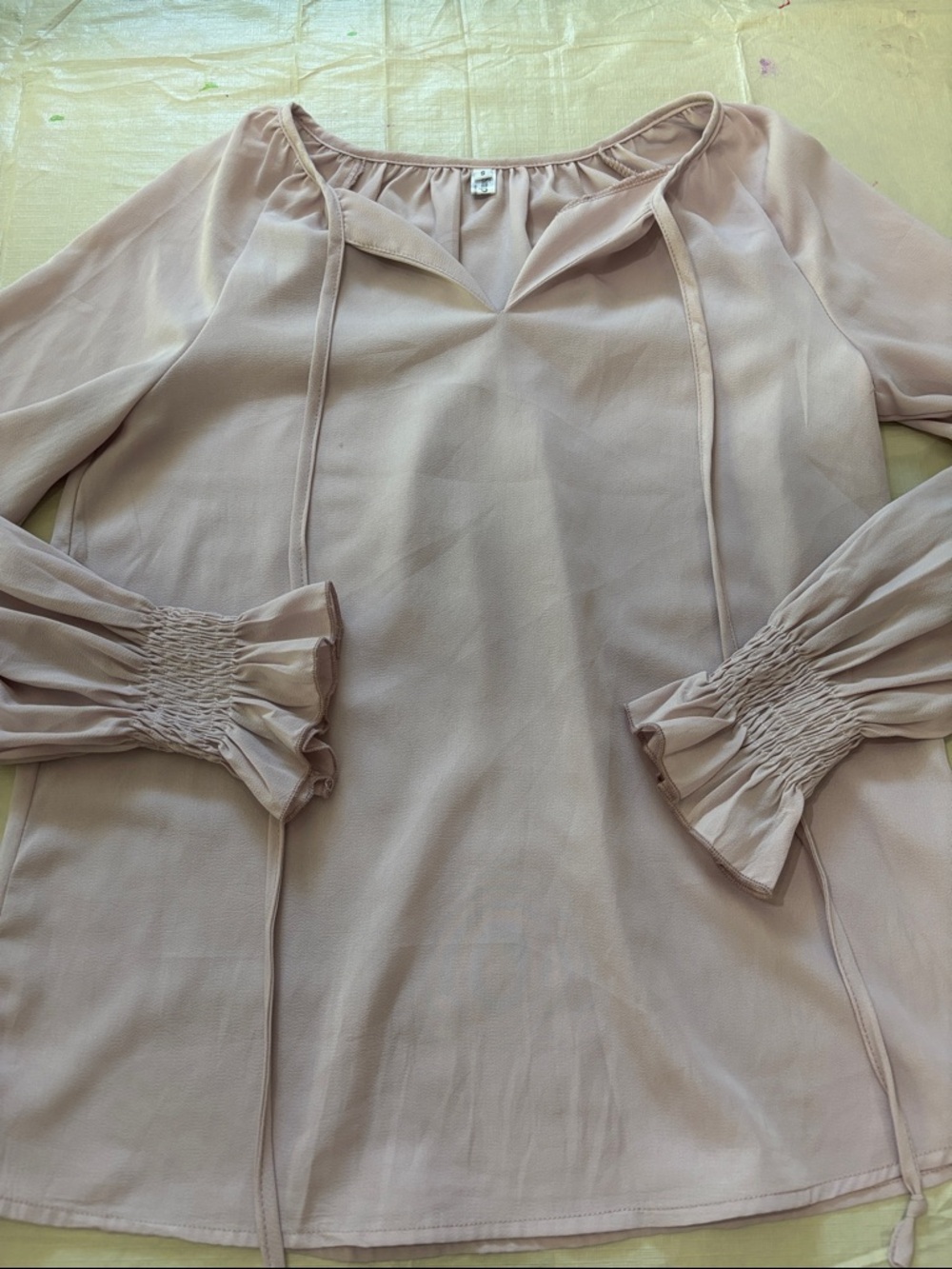 ⭐️2/$10 - Light Blush Long Sleeve Peasant Blouse